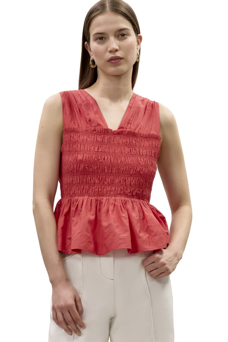 Merrick Silk Cotton Top, Main, color, Scarlet