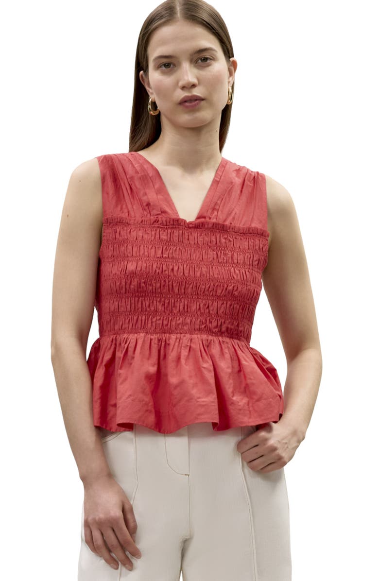Rebecca Taylor Merrick Silk Cotton Top, Main, color, Scarlet