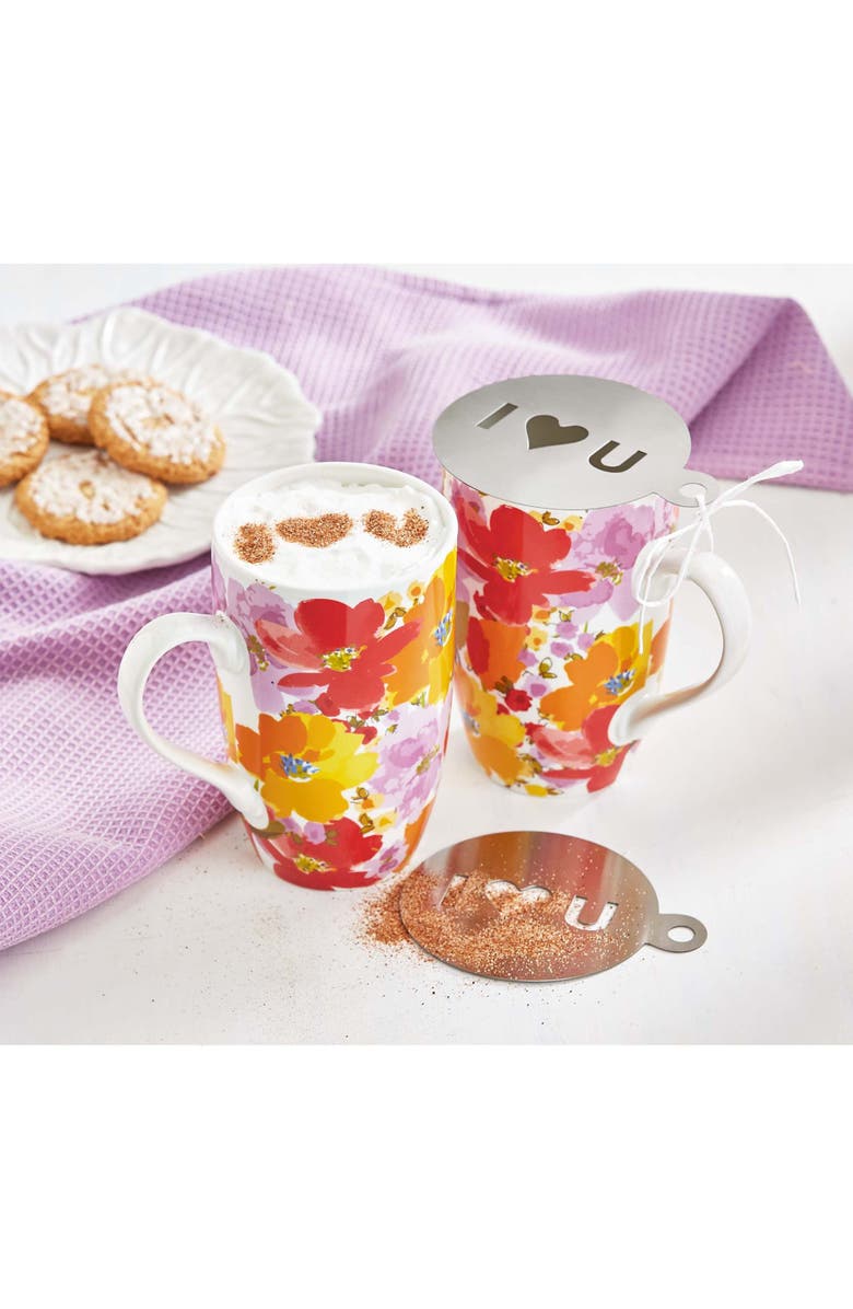 tag Springtime Floral Mug and Stencil Set - Perfect for Spring, Alternate, color, Multicolored