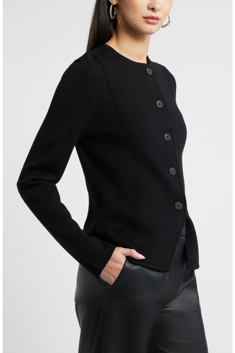 Merino Wool Sweater Jacket, Alternate, color, BLACK