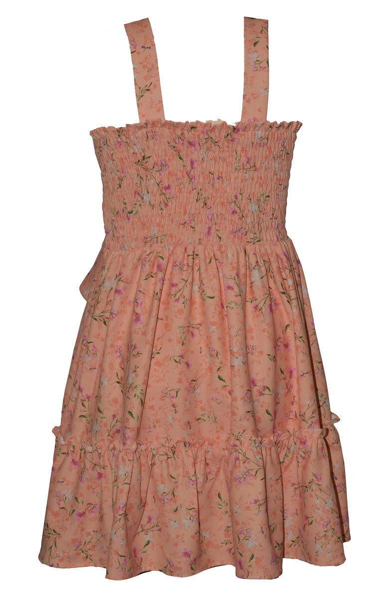 Iris & Ivy Kids' Big Bow Floral Dress, Alternate, color, Peach