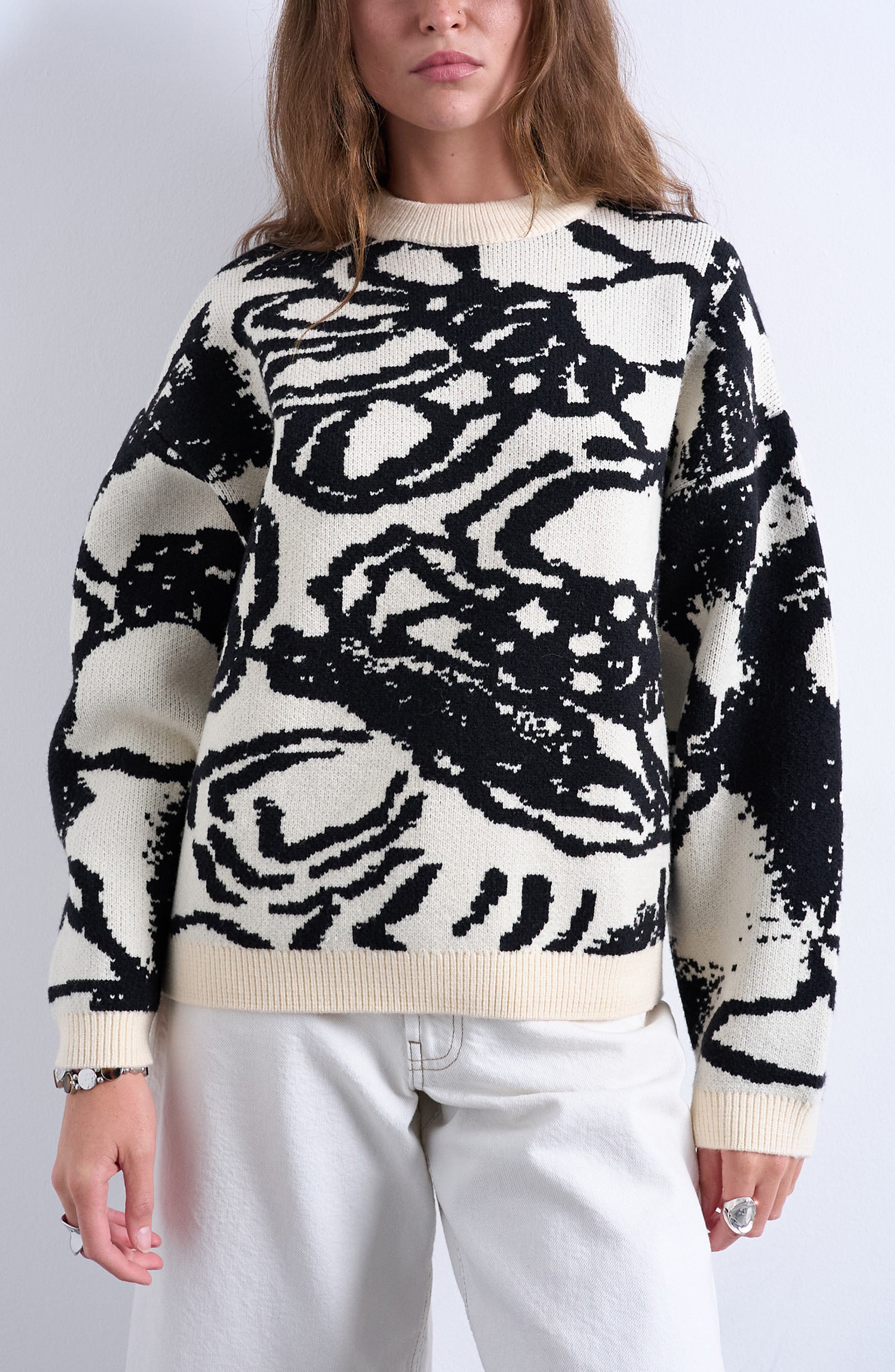 Topshop Floral Jacquard Sweater