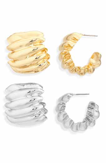 Tasha 2-Pack Mixed Metal Wide Huggie Hoop Earrings