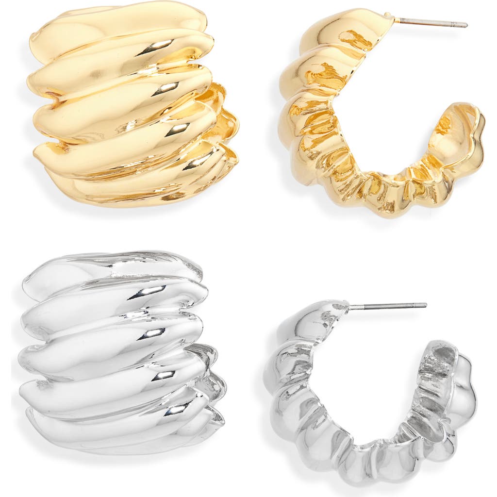 Tasha 2-pack Mixed Metal Wide Huggie Hoop Earrings In Gold