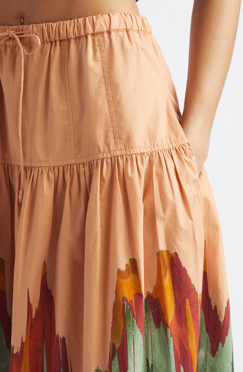 Ulla Johnson Theodora Tiered Cotton Maxi Skirt, Alternate, color, Agate
