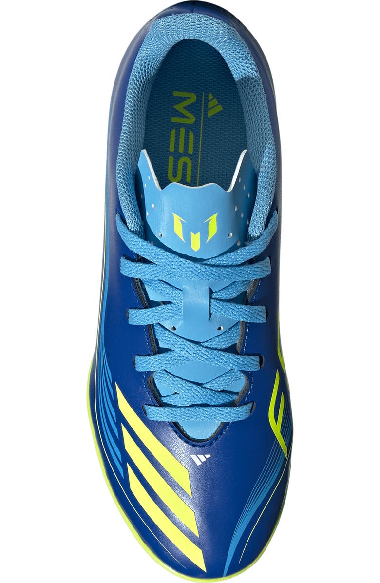 adidas Kids' F50 Messi Club Turf Soccer Shoe, Alternate, color, Team Royal Blue