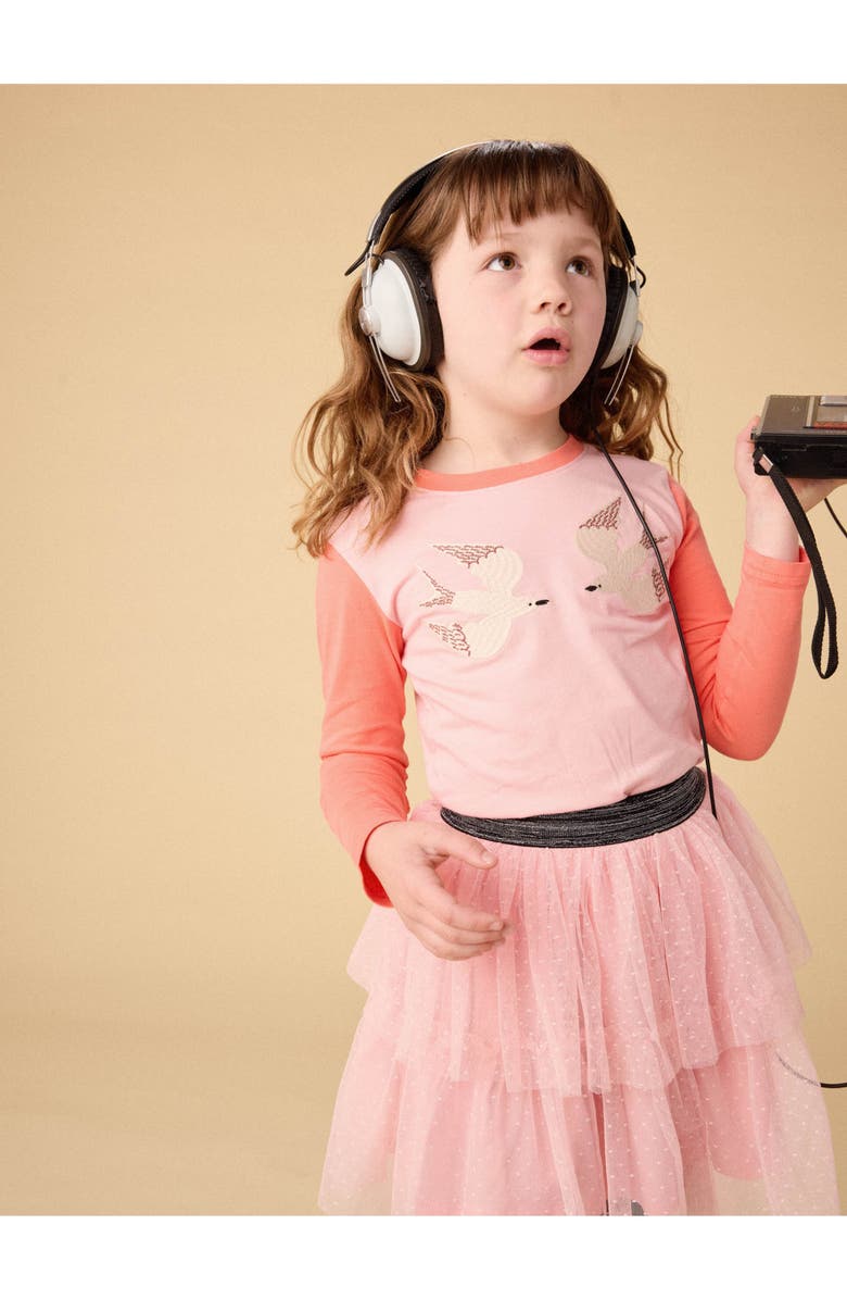 Tea Collection Embroidered Magpies Blocked Tee, Alternate, color, Cherry Blossom