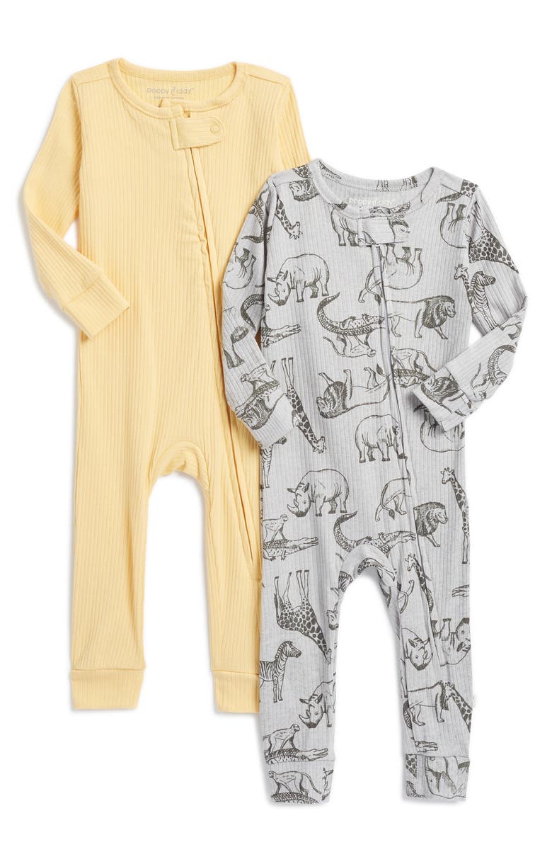 Poppy & Clay Harmony Rib Fitted Two-Piece Pajamas, Main, color, 
