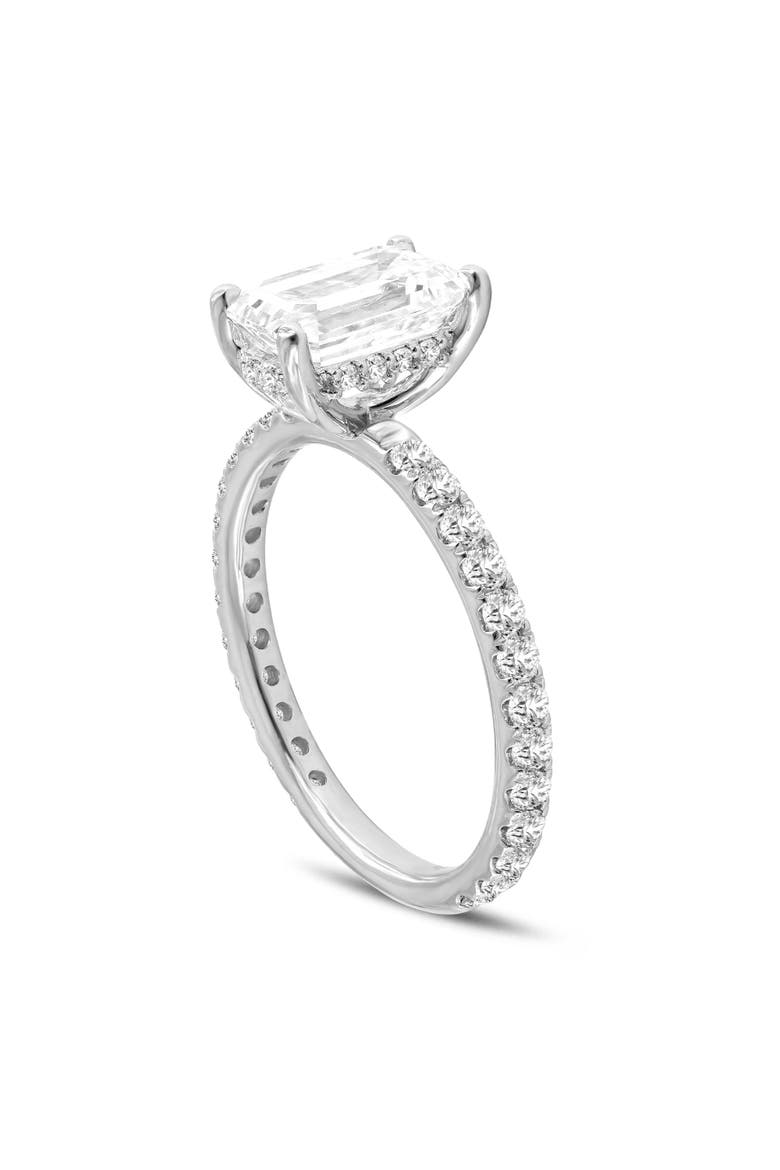 Zina 14K Gold Emerald Cut Hidden Halo Lab Grown Diamond Engagement Ring - 2.5 Ct, Main, color, 14K White Gold