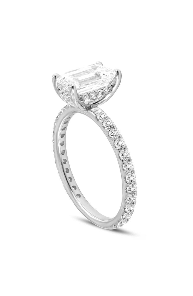 LuvMyJewelry Zina 14K Gold Emerald Cut Hidden Halo Lab Grown Diamond Engagement Ring - 2.5 Ct, Main, color, 14K White Gold