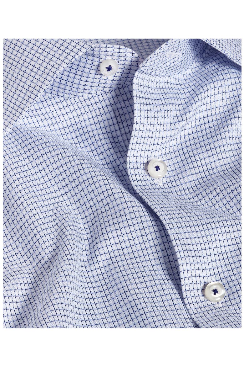 Trim Fit Micro Check Dress Shirt, Alternate, color, WHITE/ NAVY