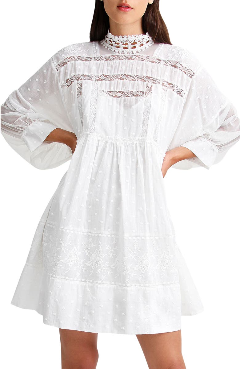Belle & Bloom Unforgettable Oversized Lace Mini Dress, Main, color, White