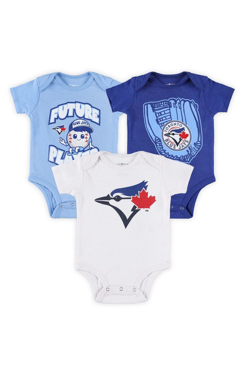 Outerstuff Newborn & Infant Royal/Powder Blue/White Toronto Blue Jays Minor League Player Three-Pack Bodysuit Set, Main, color, Royal