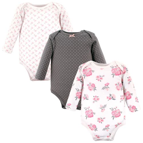 Hudson Baby Infant Breathable Cotton Long-sleeve Bodysuit Bundle 3 Count In Multi