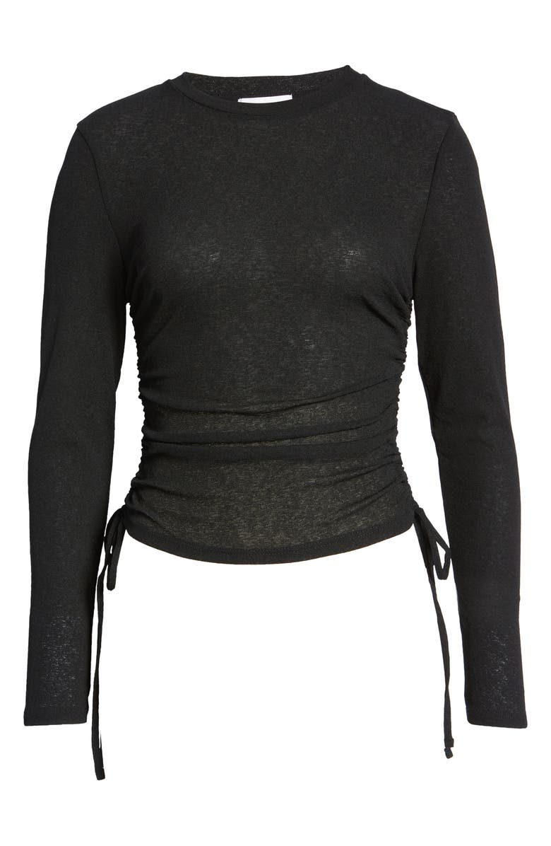 Topshop Side Ruched Mesh Top, Alternate, color,