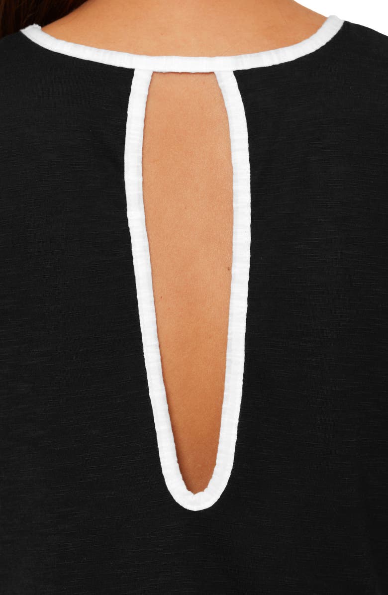 Becca Breezy Basics Tie Waist Cover-Up Dress, Alternate, color, Black/ White