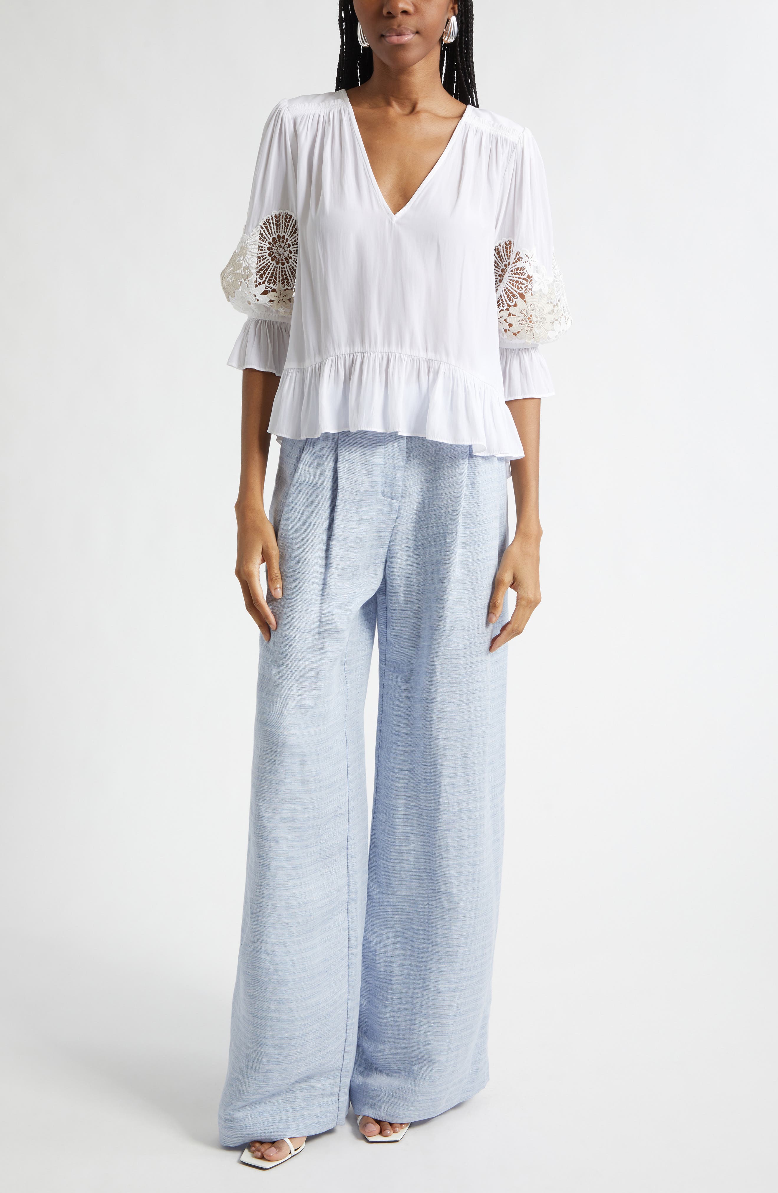 Oscar Wide Leg Linen Blend Pants - image 2