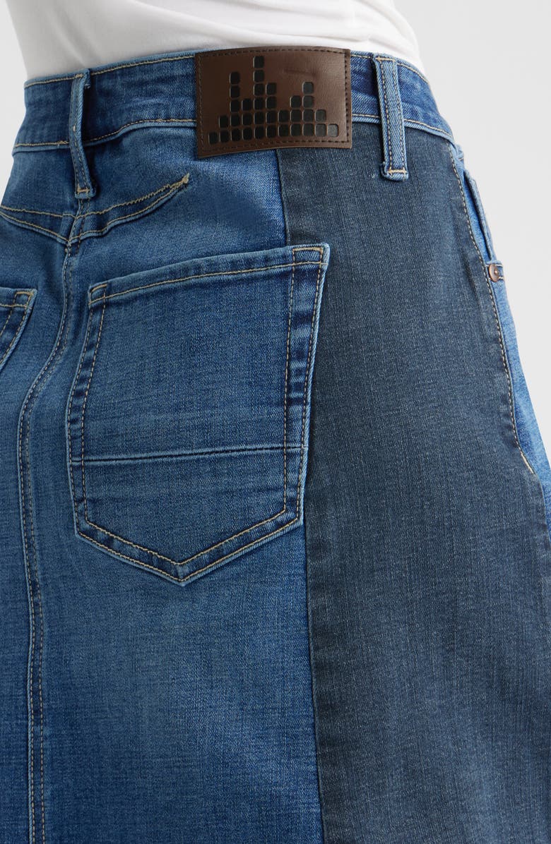 CITY BLUES Colorblock Denim Miniskirt, Alternate, color, Dark Vintage Wash