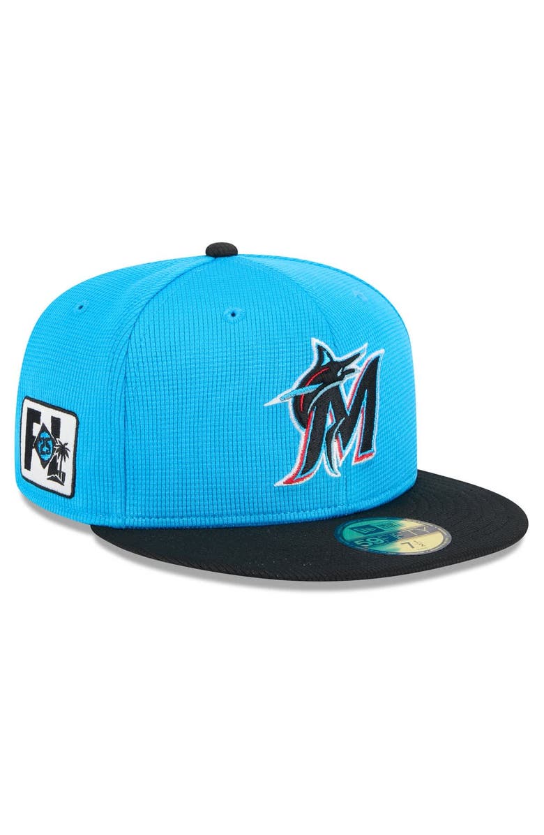 New Era Men's New Era Blue/Black Miami Marlins 2025 Spring Training 59FIFTY Fitted Hat, Main, color,