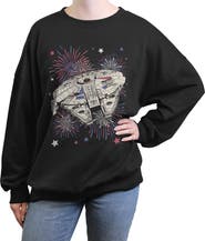 Star Wars Junior's Festive Fireworks Falcon Long Sleeve Oversized Sweatshirt