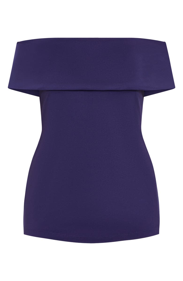 City Chic Marseille Off the Shoulder Stretch Top, Alternate, color, Navy