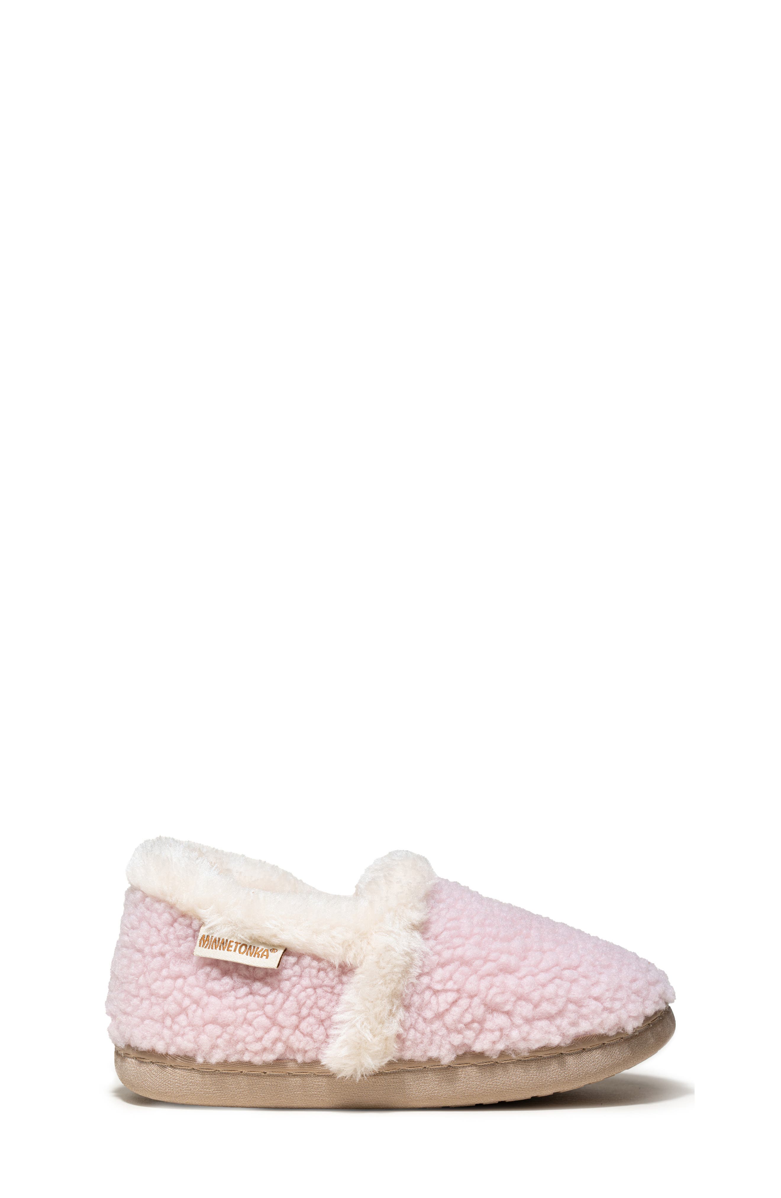 Minnetonka Kids' Daina Faux Fur Lined Slipper, Alternate, color, Pink