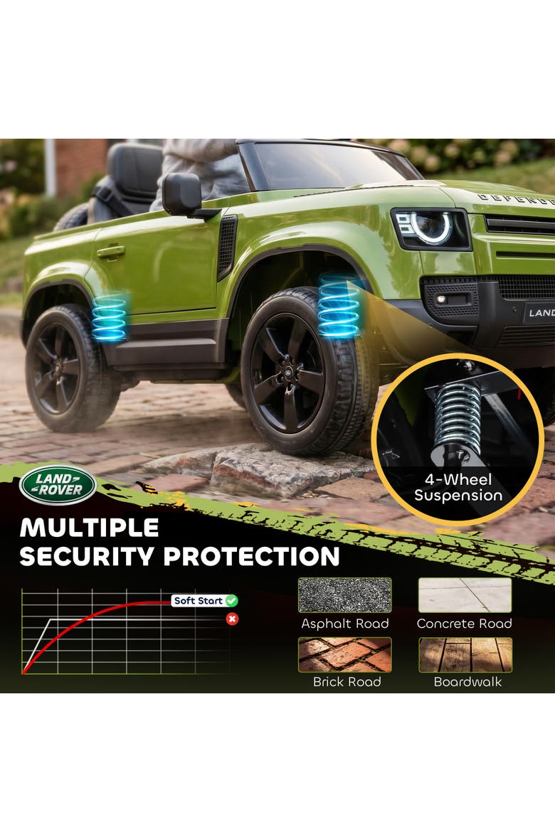12V Land Rover Defender Ride-On Car, Remote Control, Green, Alternate, color, Green