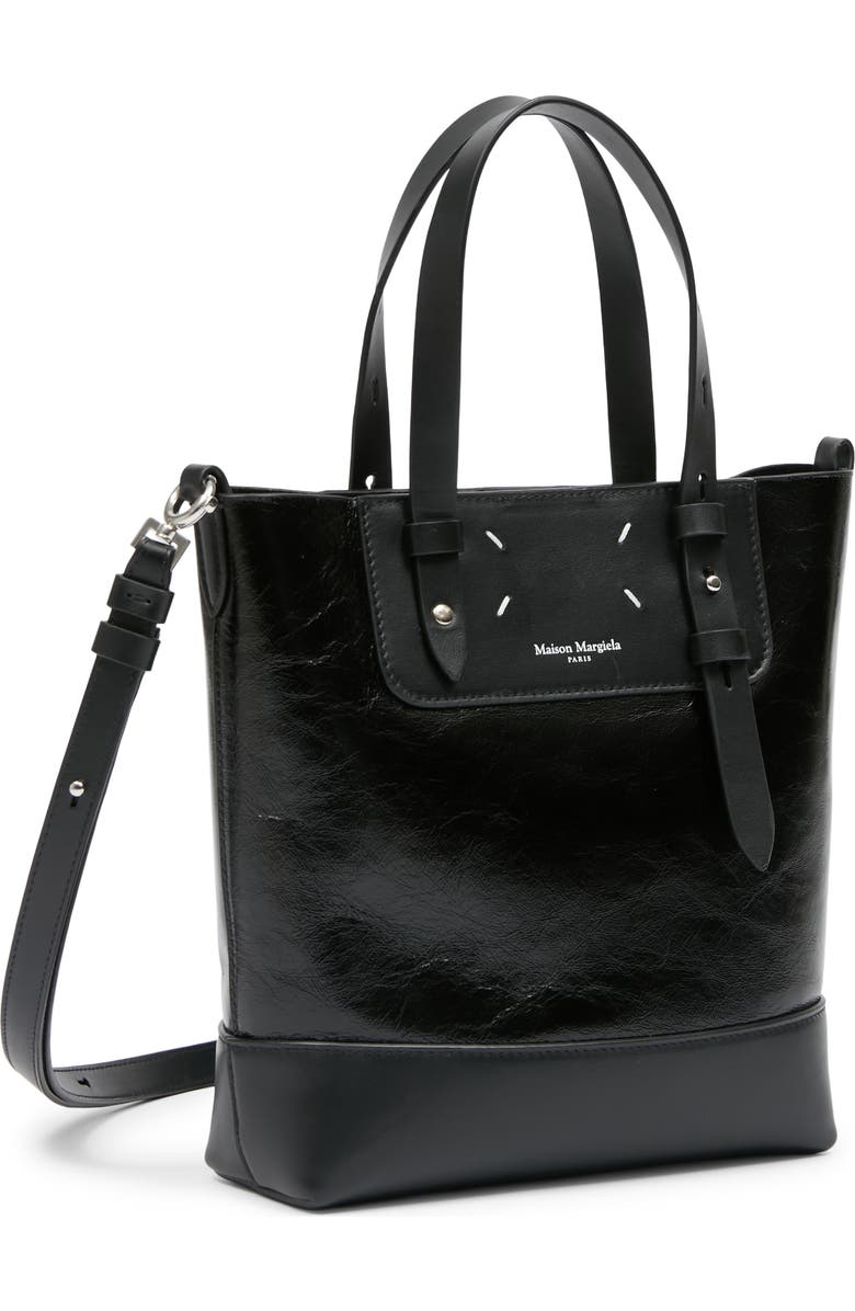 Maison Margiela Mini Leather North/South Tote, Alternate, color, Black/ Black