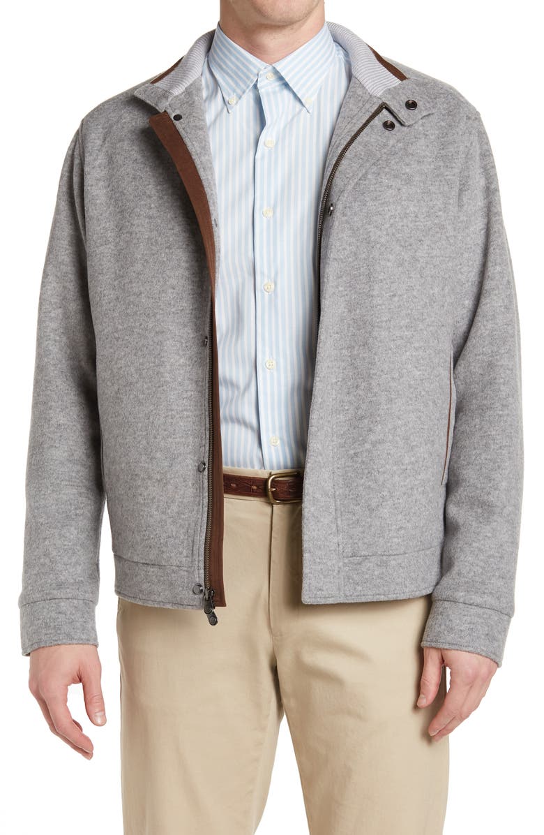Peter Millar Crown Flex Fleece Wool Bomber Jacket, Main, color,
