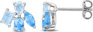 DELMAR Multiple Cut Swiss Blue Topaz Cluster Stud Earrings