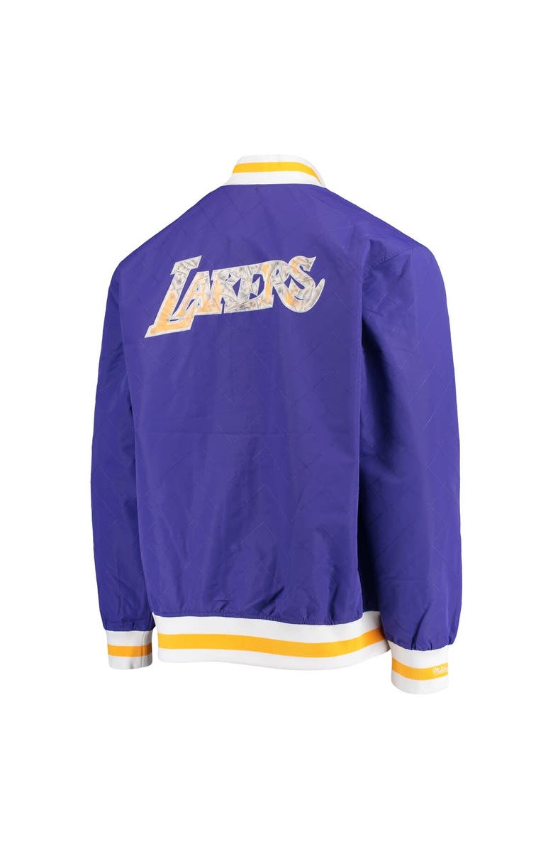 Mitchell & Ness Men's Los Angeles Lakers Purple Mitchell & Ness Hardwood Classics 75th Anniversary Authentic Warmup Full-Snap Jacket, Alternate, color,