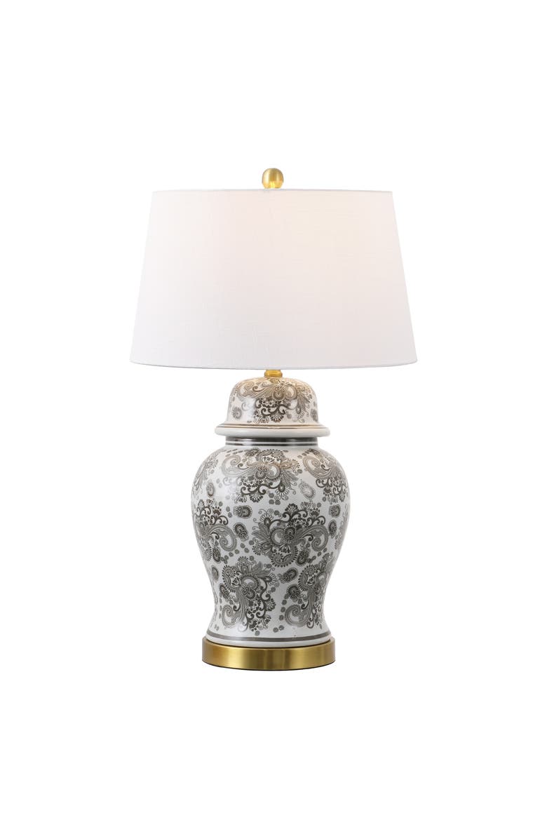JONATHAN Y Ellis Chinoiserie Ceramic LED Table Lamp, Main, color, Gray/White
