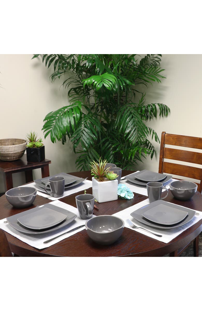 Gibson Home Square Dinnerware Set , Set of 16 Piece, Alternate, color, Grey