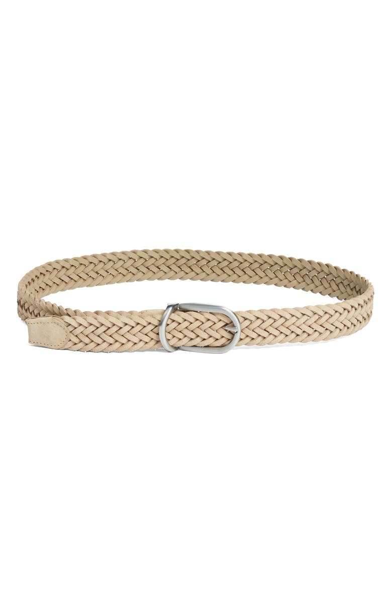 Nordstrom Sterling Braided Suede Belt, Main, color, Sand