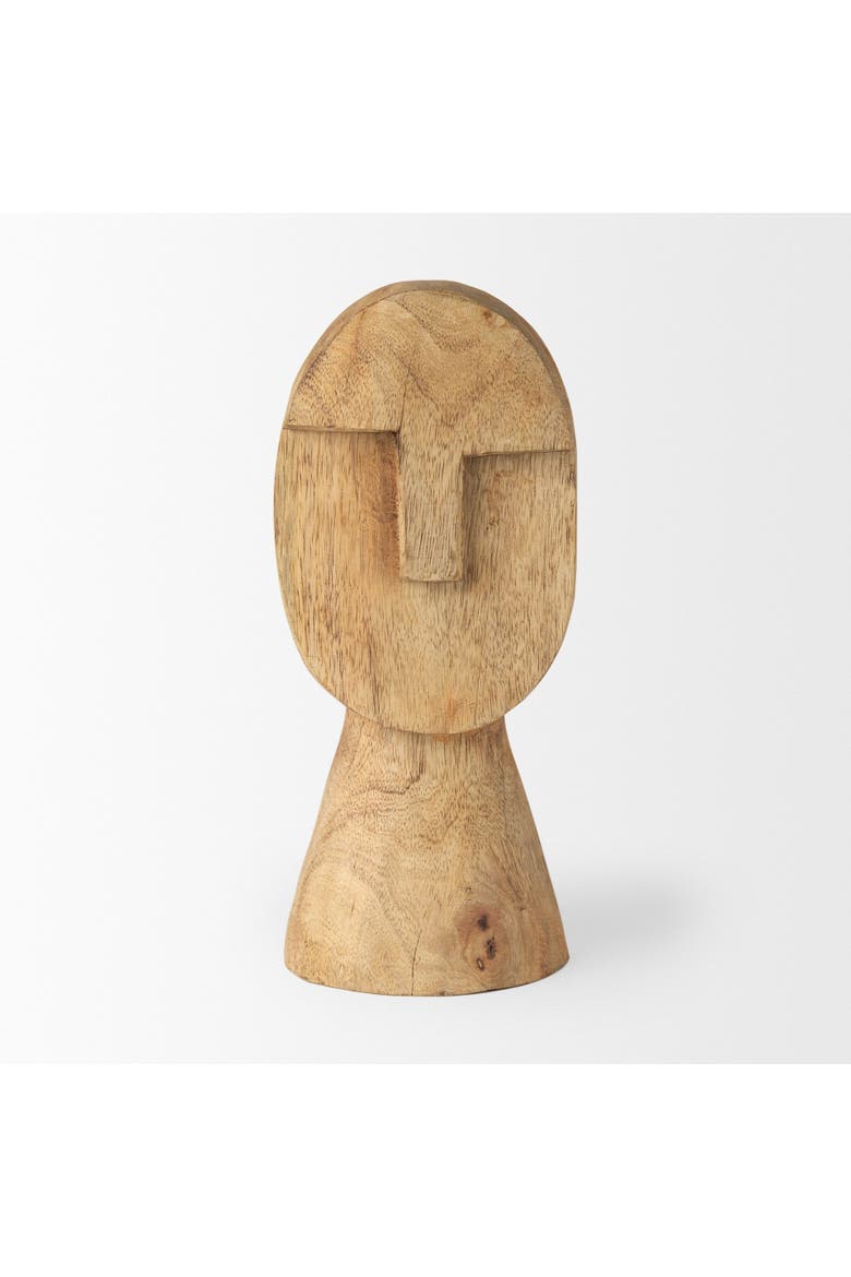 Ivan Wooden Head Sculpture, Alternate, color, Brown
