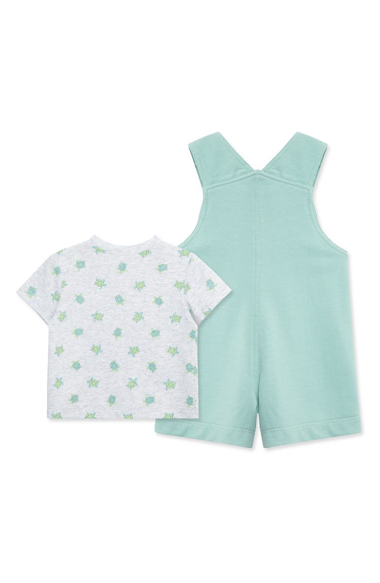 Little Me Turtles Cotton T-Shirt & Overalls Set, Alternate, color, Green