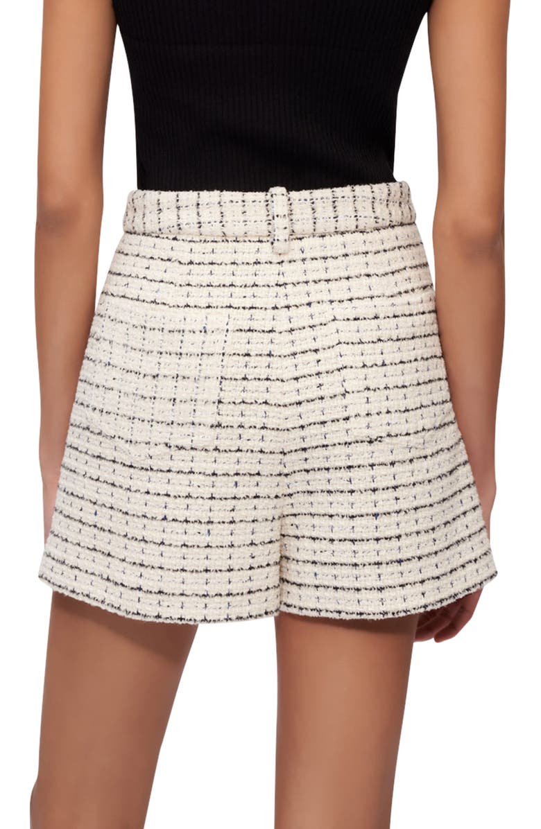 maje Italo Tweed Shorts, Alternate, color, Ecru/Noir