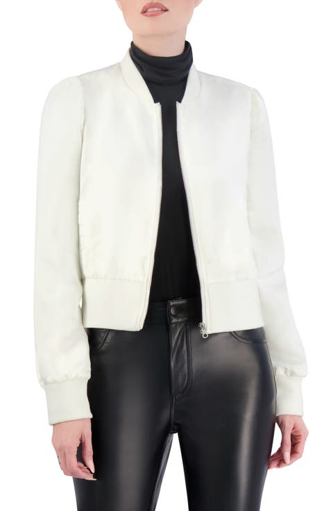 Satin Crop Bomber Jacket
