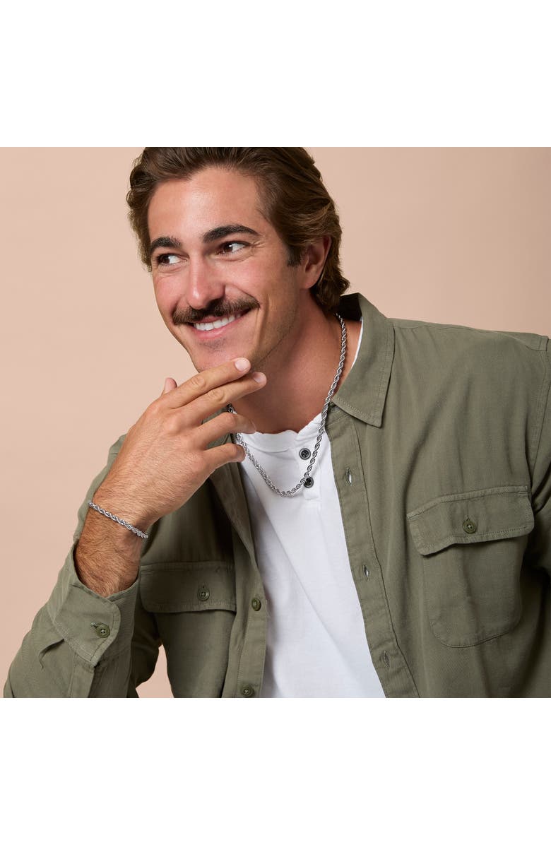 Lucky Brand Stainless Steel Rope Chain Necklace & Bracelet Set, Alternate, color, Silver