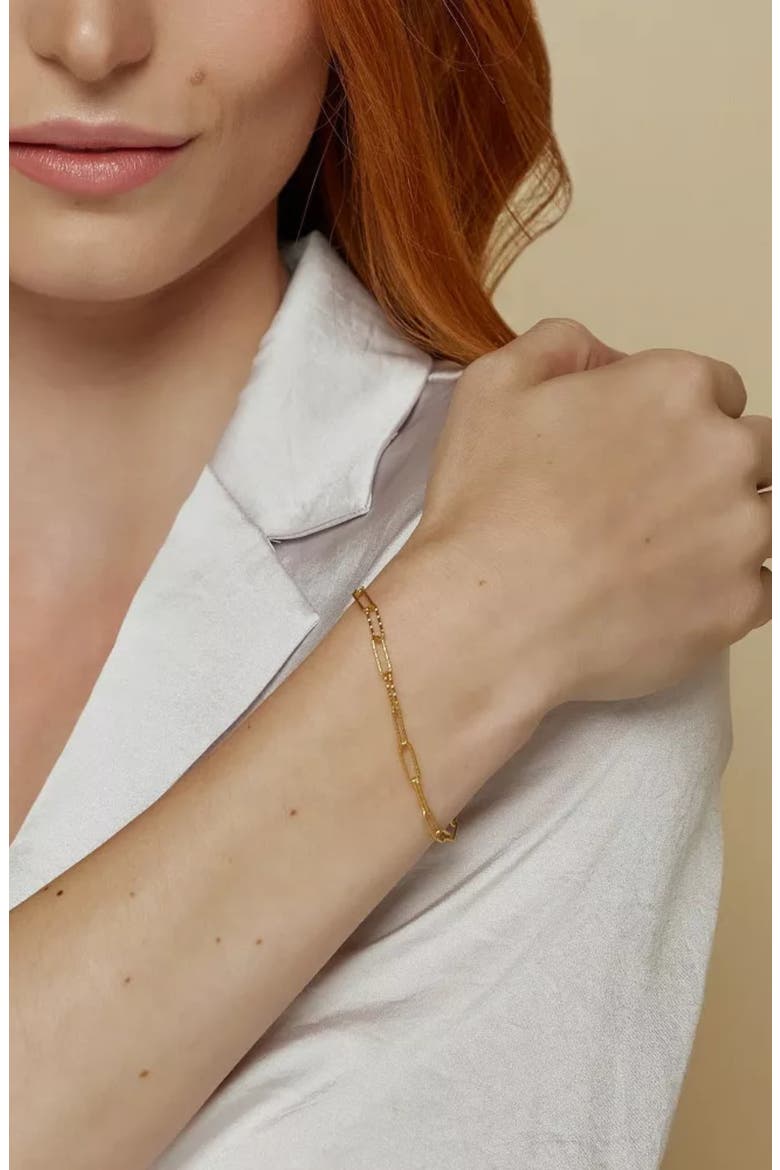 18k Gold Plated Sterling Silver Sinai Textured Chain Bracelet Gift Idea, Alternate, color, Gold