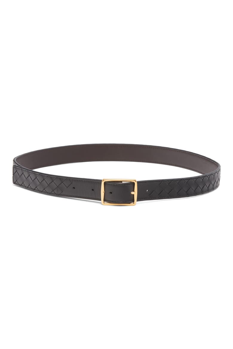 Reverso Intrecciato Reversible Leather Belt, Main, color, BLACK/ FONDANT