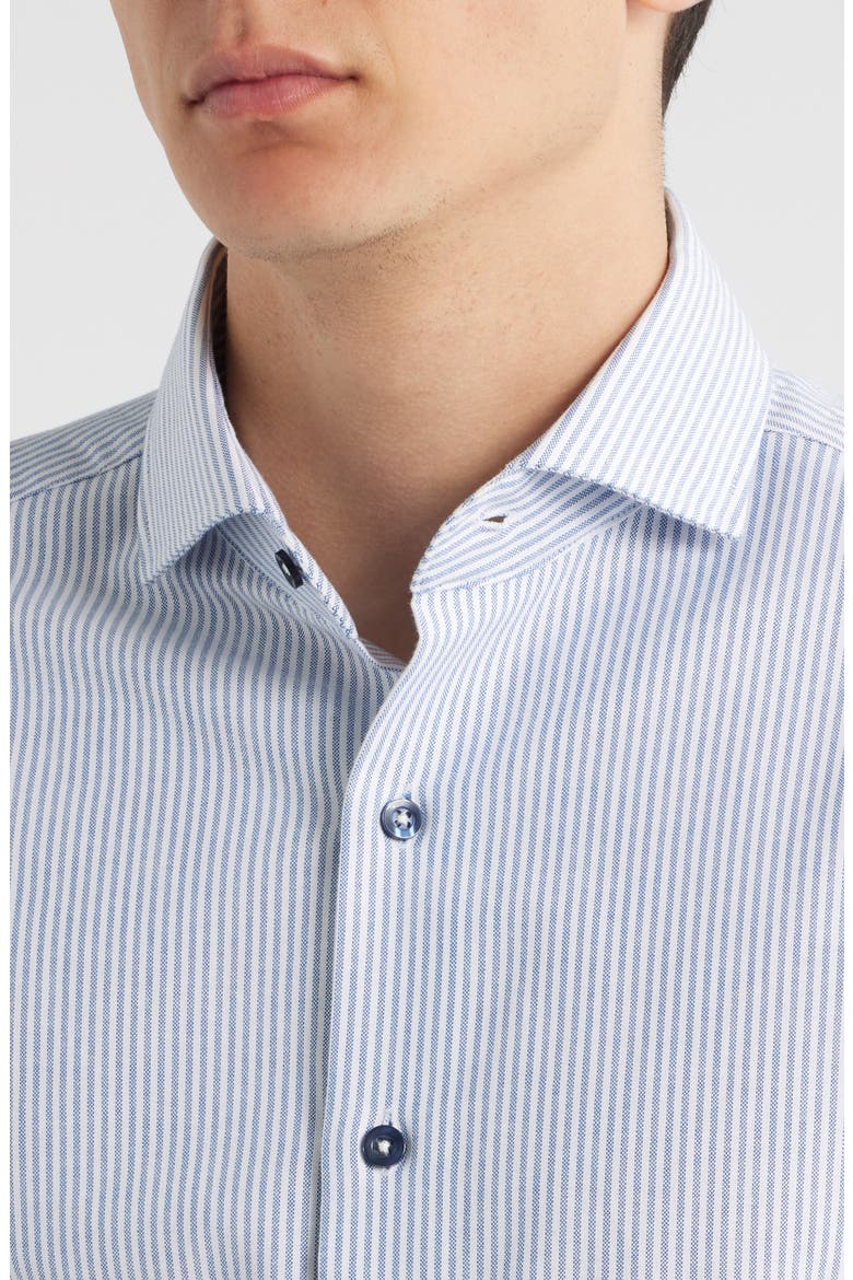 Trim Fit Stripe Cotton Oxford Cloth Dress Shirt, Alternate, color, WHITE/ BLUE STRIPE