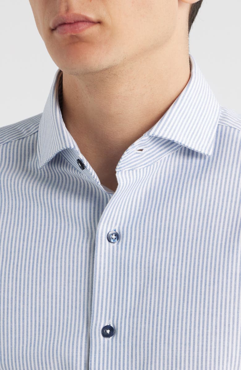 Lorenzo Uomo Trim Fit Stripe Cotton Oxford Cloth Dress Shirt, Alternate, color, White/ Blue Stripe