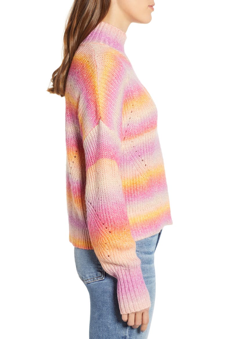 Brinkley Mock Neck Sweater, Alternate, color, PINK MULTI