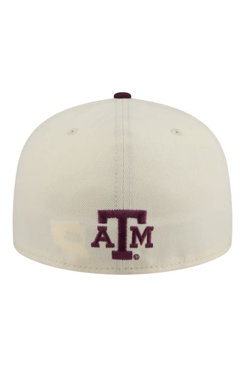 Men's New Era  Cream/Maroon Texas A&M Aggies Two-Tone Script 59FIFTY Fitted Hat, Alternate, color, Cream