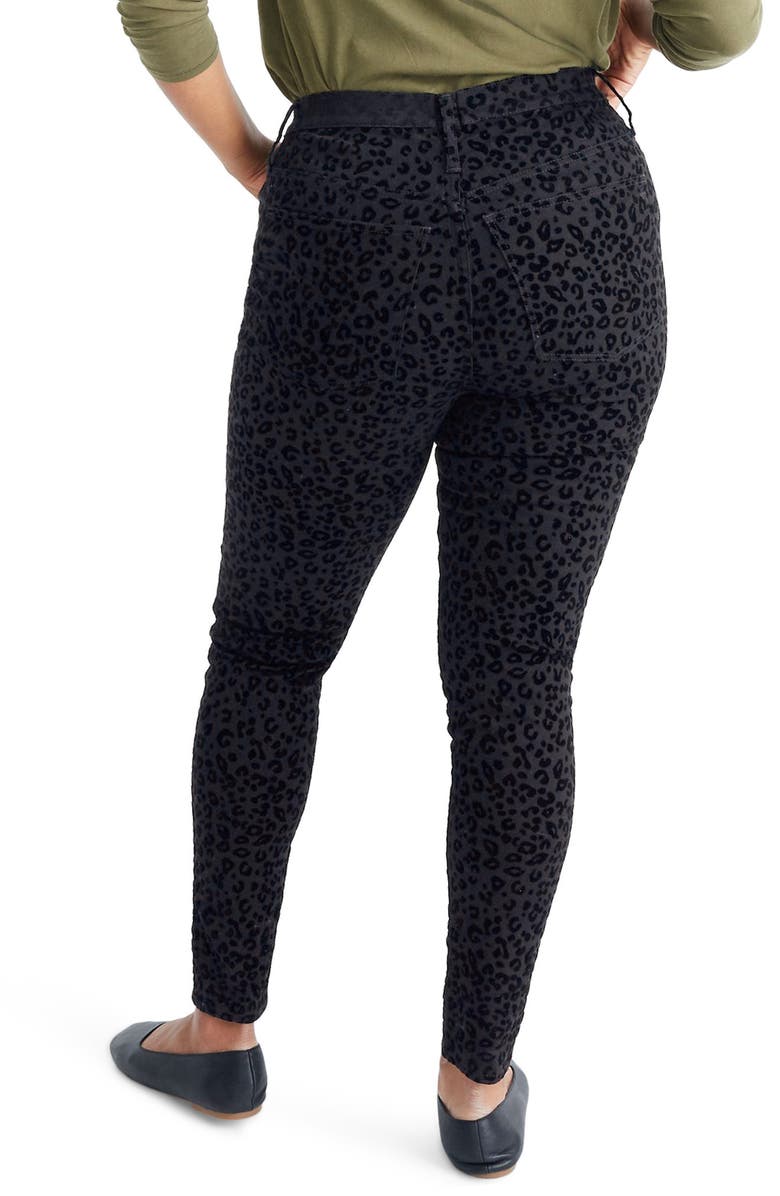 Madewell Mid-Rise Flocked Leopard Skinny Jeans, Alternate, color, 