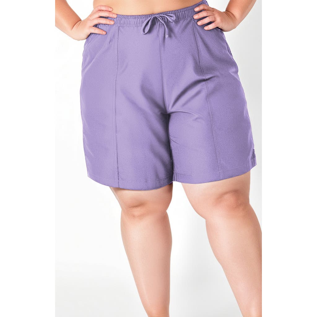 Calypsa Plus Size 7" Board Shorts In Purple