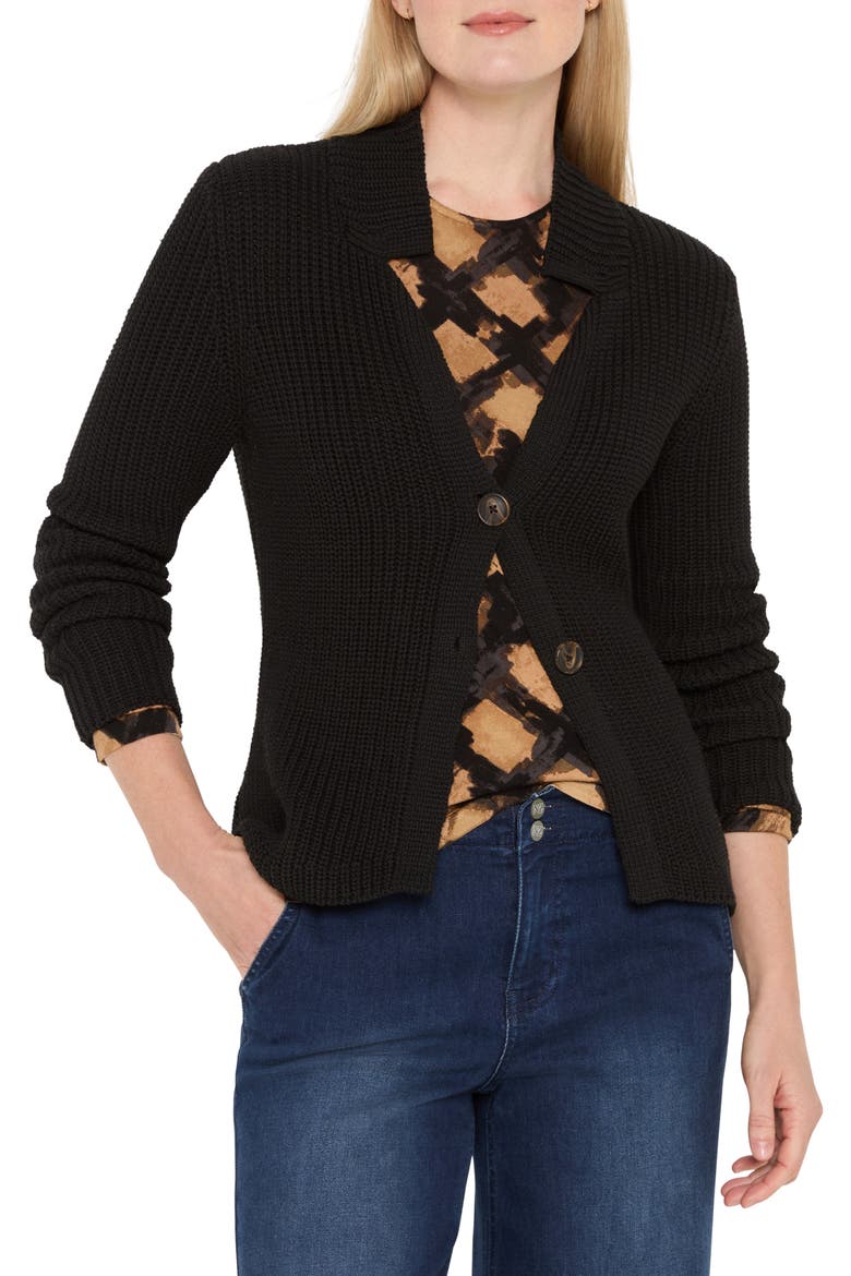 Shaker Stitch Cady Sweater Jacket, Main, color, BLACK ONYX