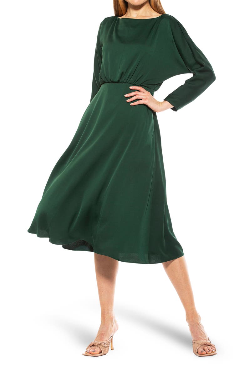 Ellie Boatneck Dolman Fit And Flare Dress, Main, color, EMERALD