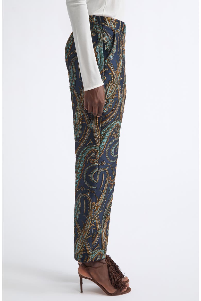 Bristol Paisley Jacquard Slim Leg Ankle Pants, Alternate, color, BLUE